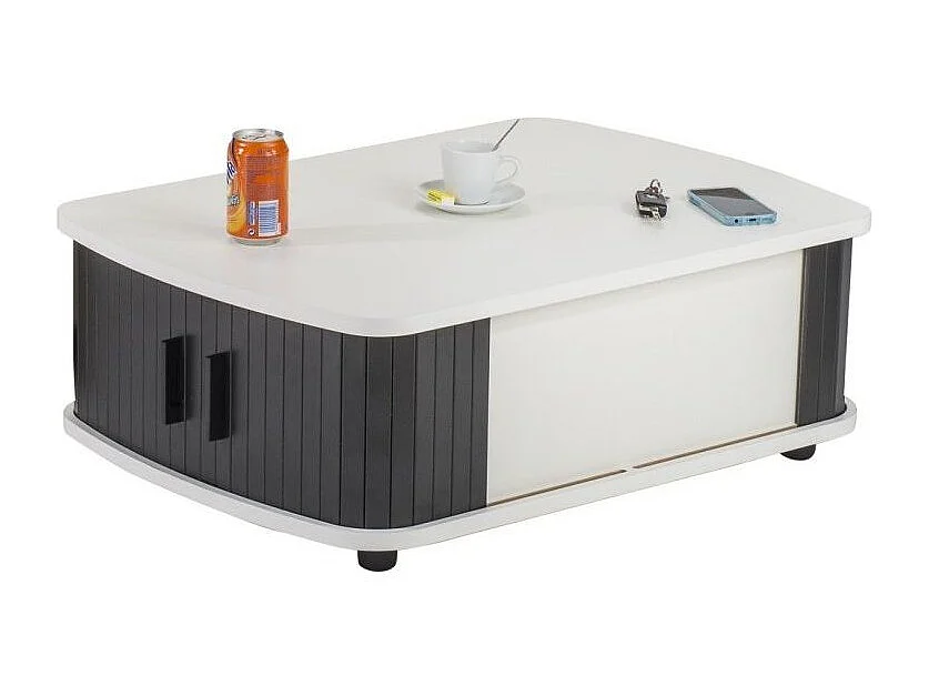 Table basse à rideaux blanc et noir Lohan