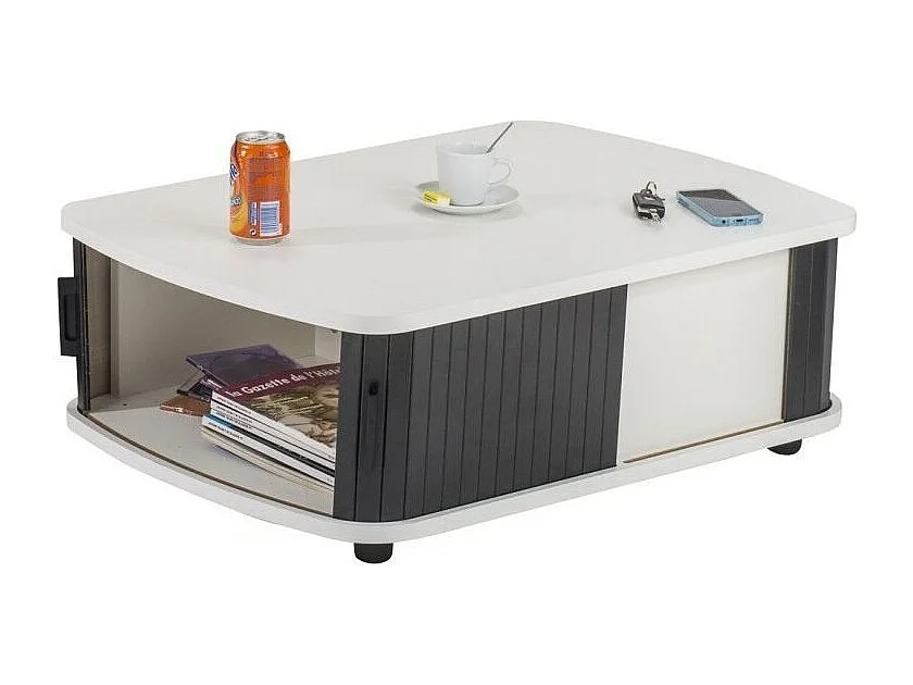 Table basse à rideaux blanc et noir Lohan