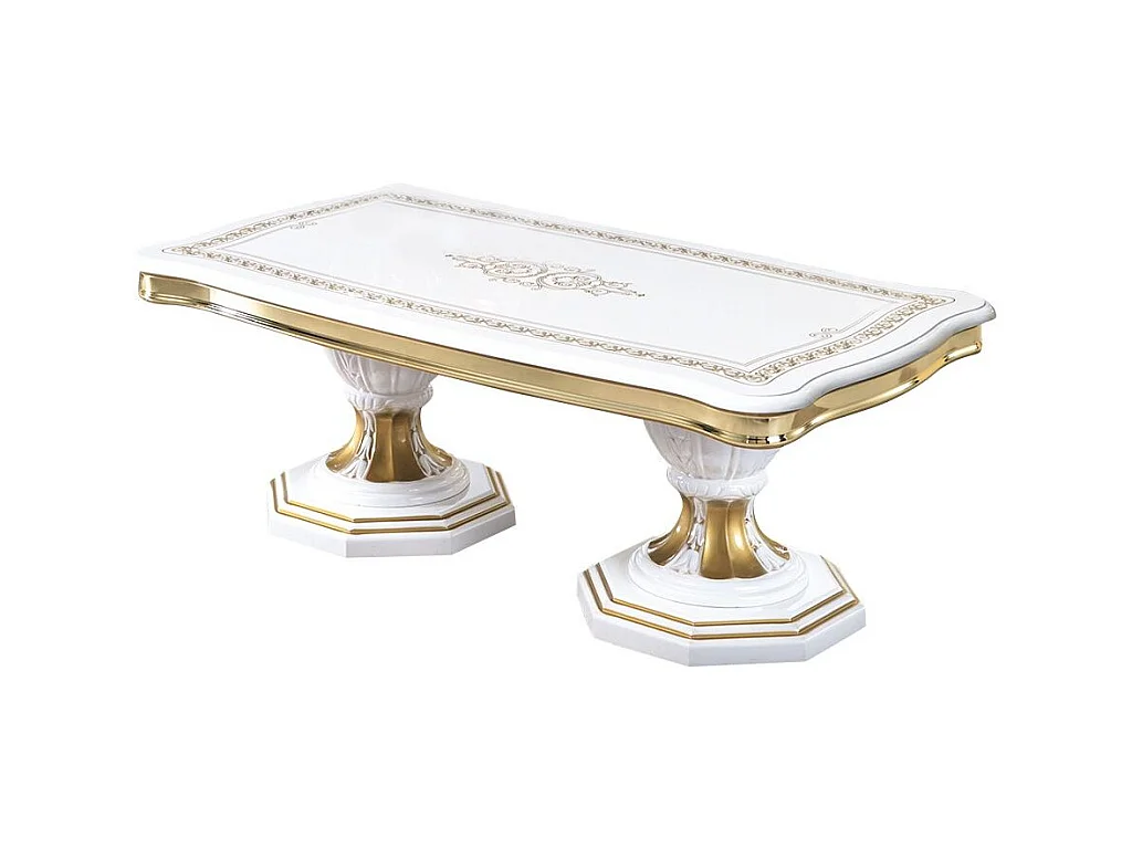 Table basse bois laqué vernis laqué brillant et doré Lesly 130cm
