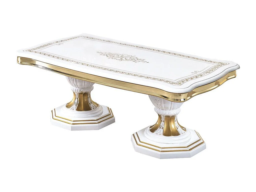 Table basse bois laqué vernis laqué brillant et doré Lesly 130cm