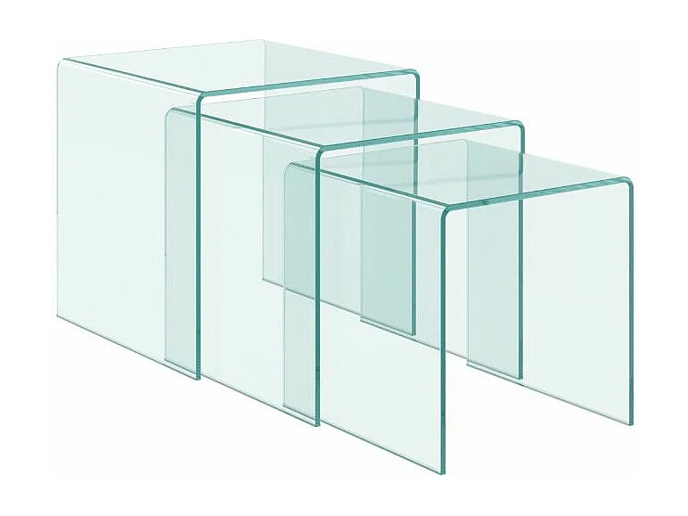 Table gigogne verre trempé transparent Kays - Lot de 3