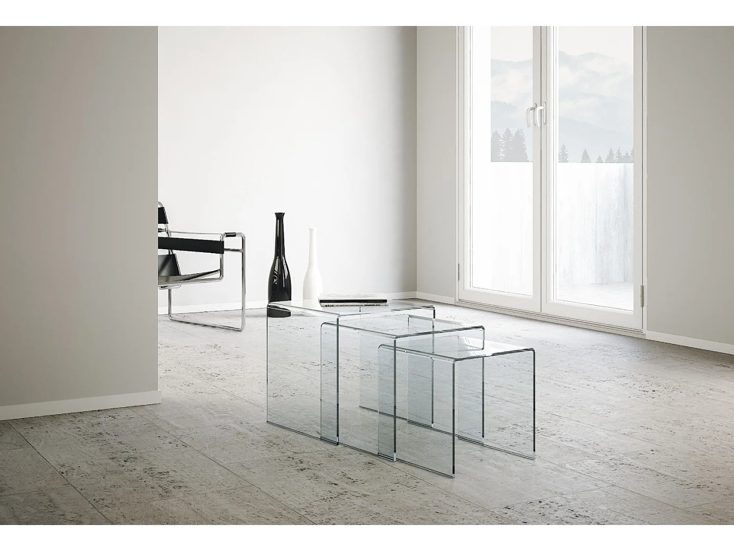 Table gigogne verre trempé transparent Kays - Lot de 3