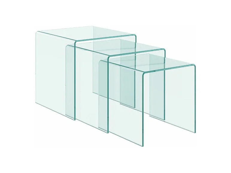 Table gigogne verre trempé transparent Kays - Lot de 3