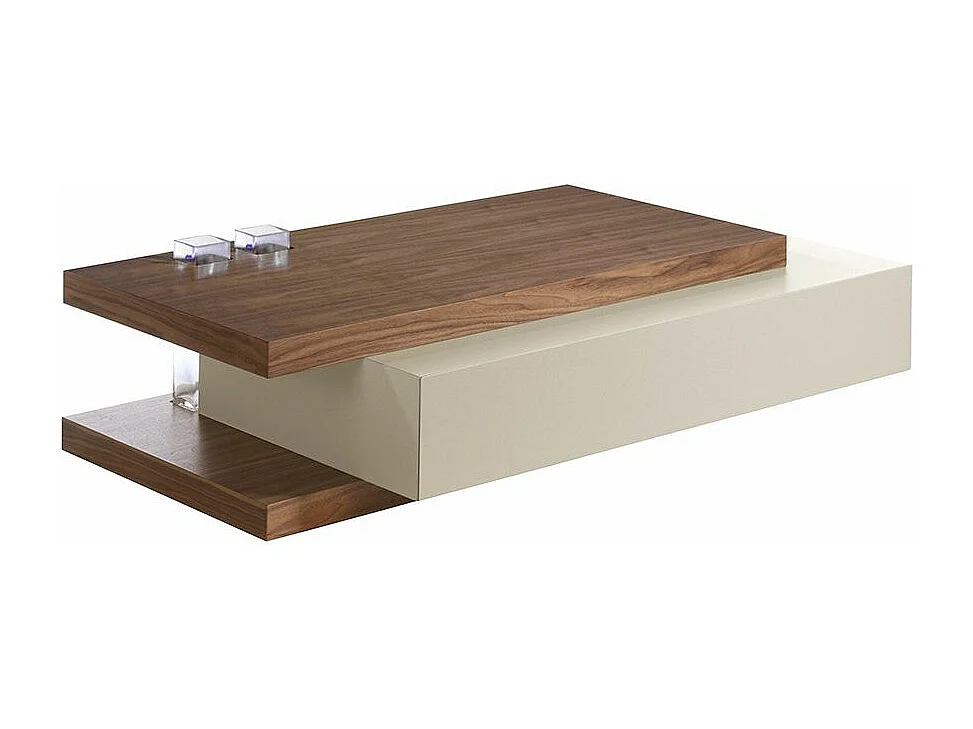Table basse rectangulaire bois de noyer et MDF bicolore Lofia 2