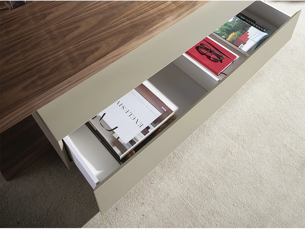 Table basse rectangulaire bois de noyer et MDF bicolore Lofia 2