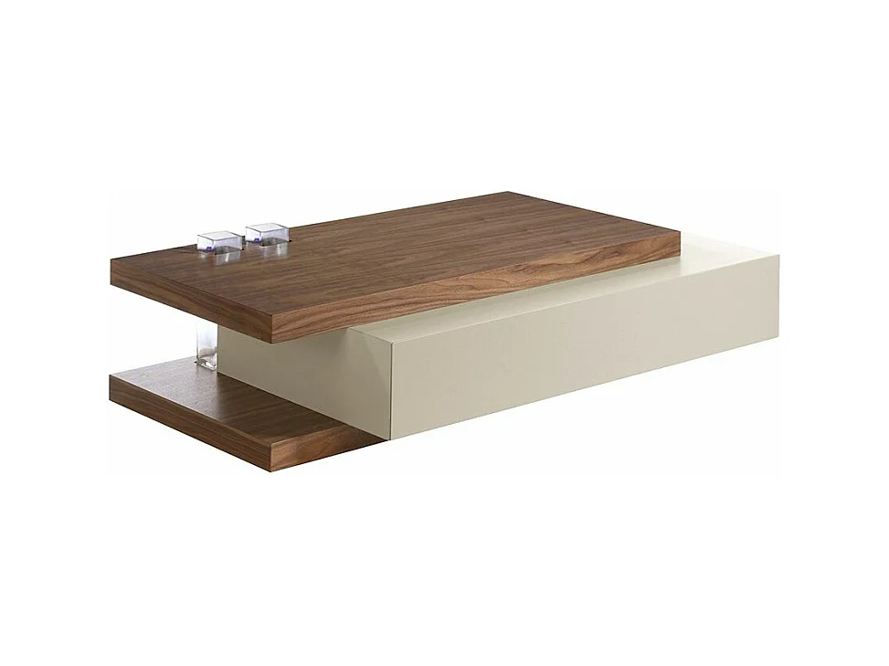 Table basse rectangulaire bois de noyer et MDF bicolore Lofia 2