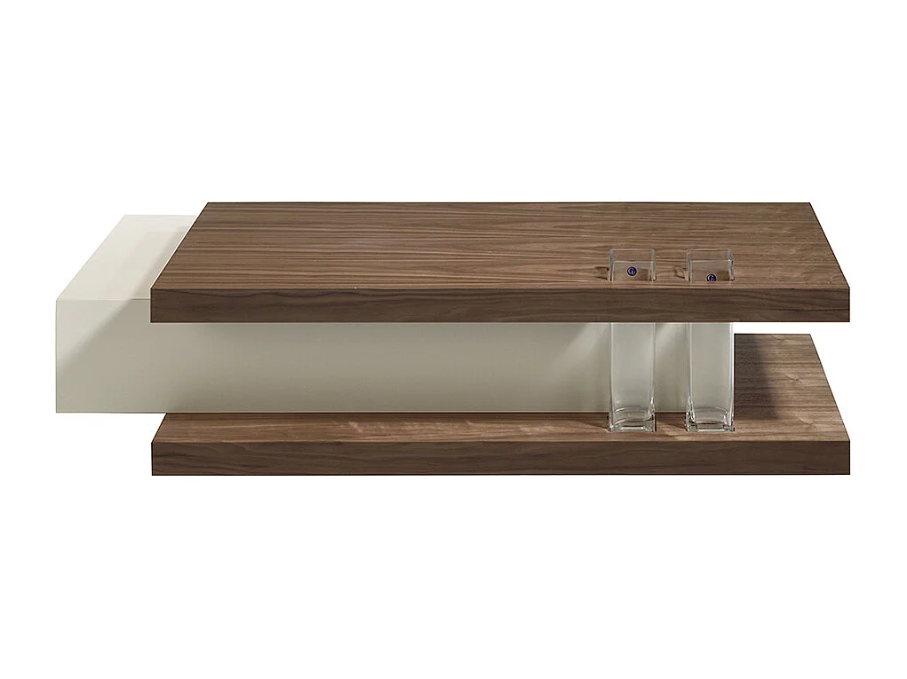 Table basse rectangulaire bois de noyer et MDF bicolore Lofia 2