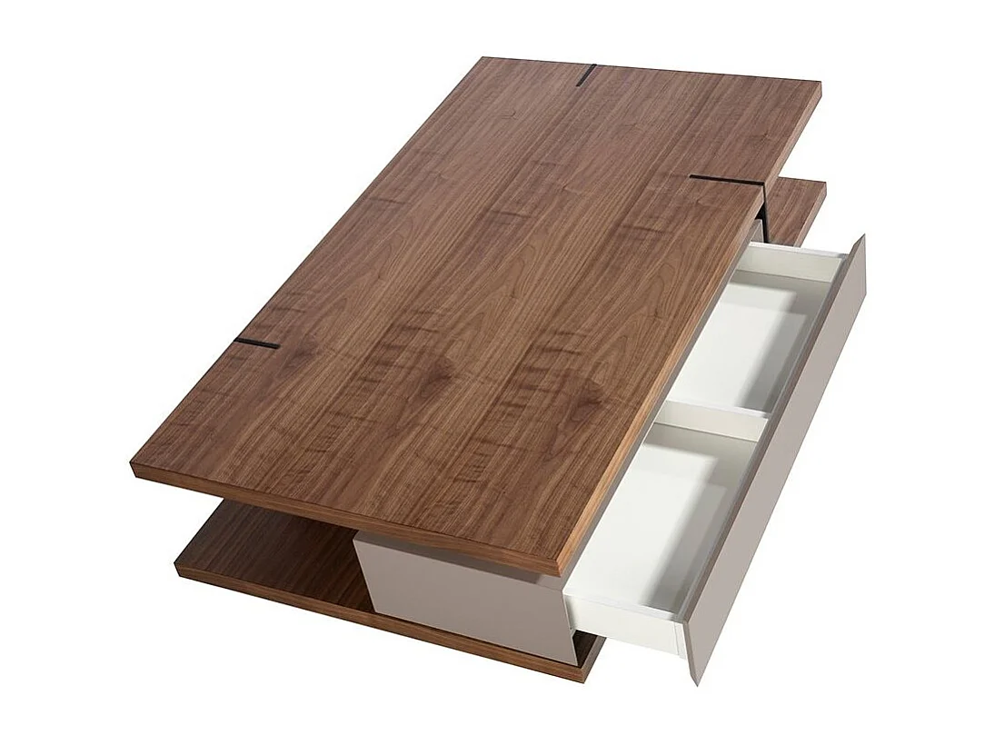 Rechthoekige salontafel in walnoothout en tweekleurig MDF Lofia