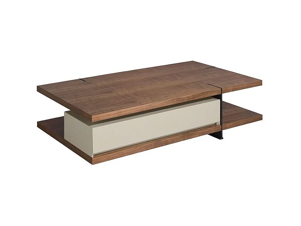 Table basse rectangulaire bois de noyer et MDF bicolore Lofia