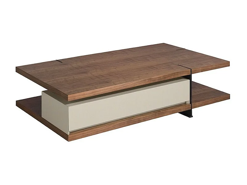 Table basse rectangulaire bois de noyer et MDF bicolore Lofia