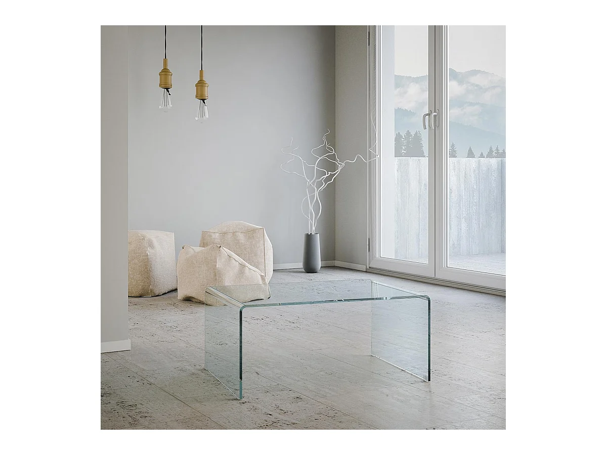 Galaxy beistelltisch aus gebogenem glas 80x45x35 cm