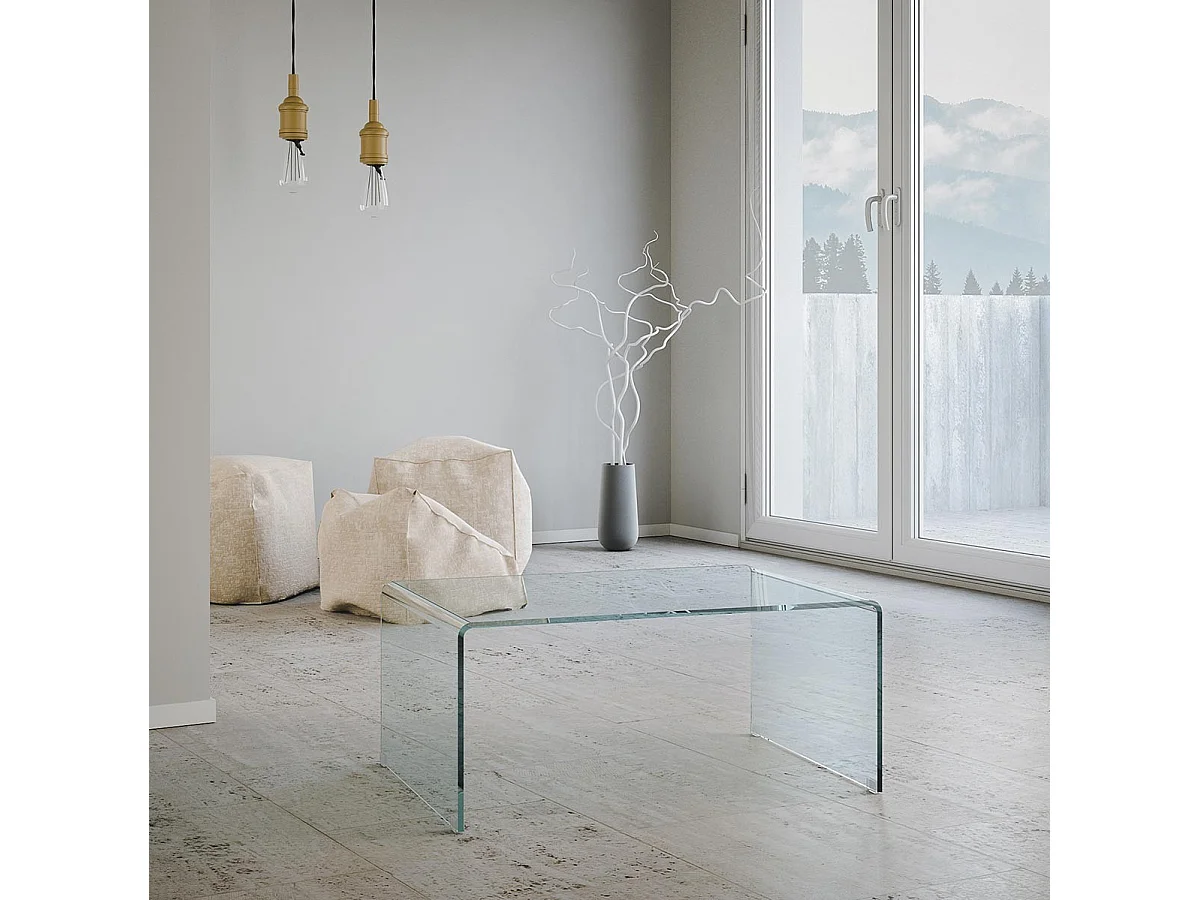 Table d'appoint Galaxy en verre courbe 80x45x35 cm