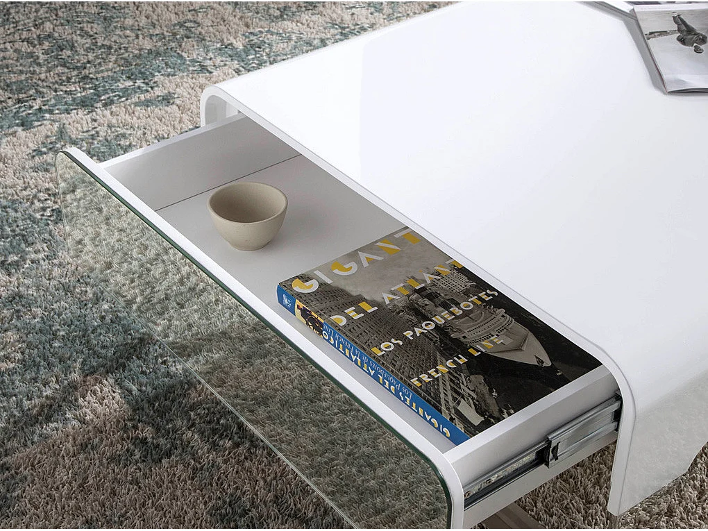 Romy design salontafel gelakt en chroomstaal 120 cm-Kleur Havana