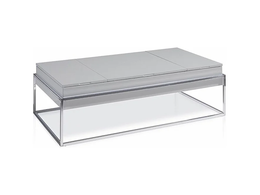 Table basse relevable Laquée Gris Pied acier chromé Venusa