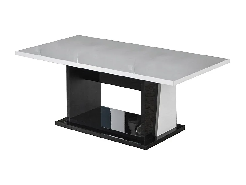 Table basse bois blanc et noir vernis laqué brillant Bilia 120cm