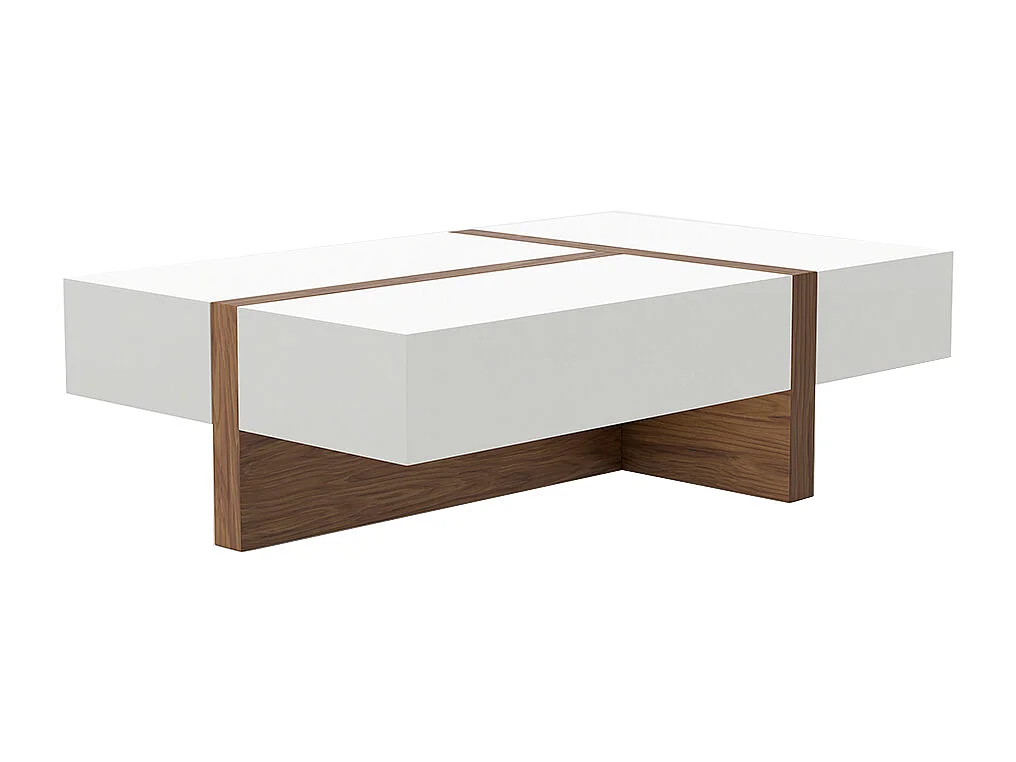 Table basse rectangulaire bois plaqué de noyer bicolore Circé