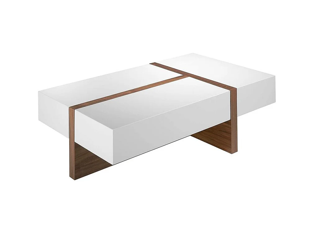 Table basse rectangulaire bois plaqué de noyer bicolore Circé