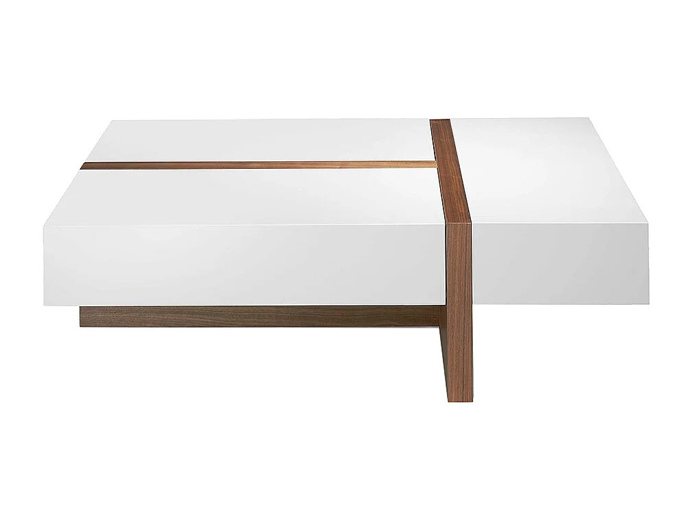 Table basse rectangulaire bois plaqué de noyer bicolore Circé