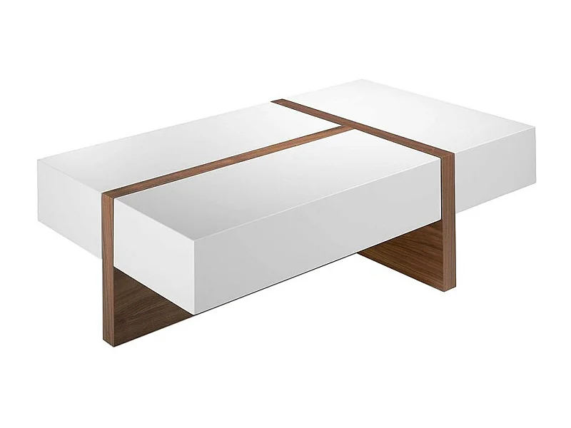 Table basse rectangulaire bois plaqué de noyer bicolore Circé