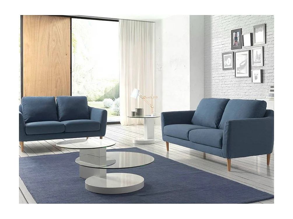 Table basse ronde plateau verre trempé et pieds bois laqué blanc Lina-Couleur Fuchsia