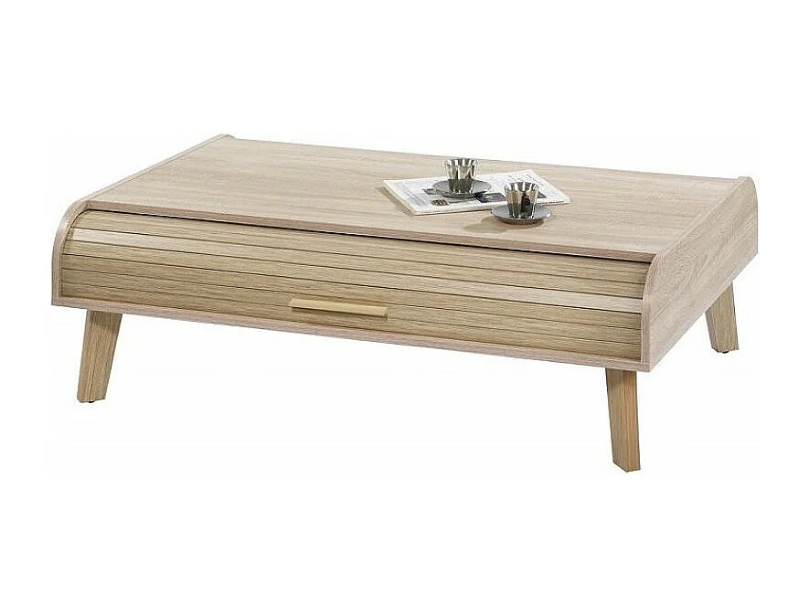 Salontafel met 2 licht eiken gordijnen Happy 114 cm