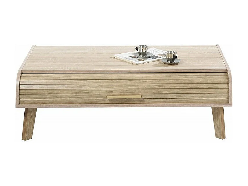 Salontafel met 2 licht eiken gordijnen Happy 114 cm