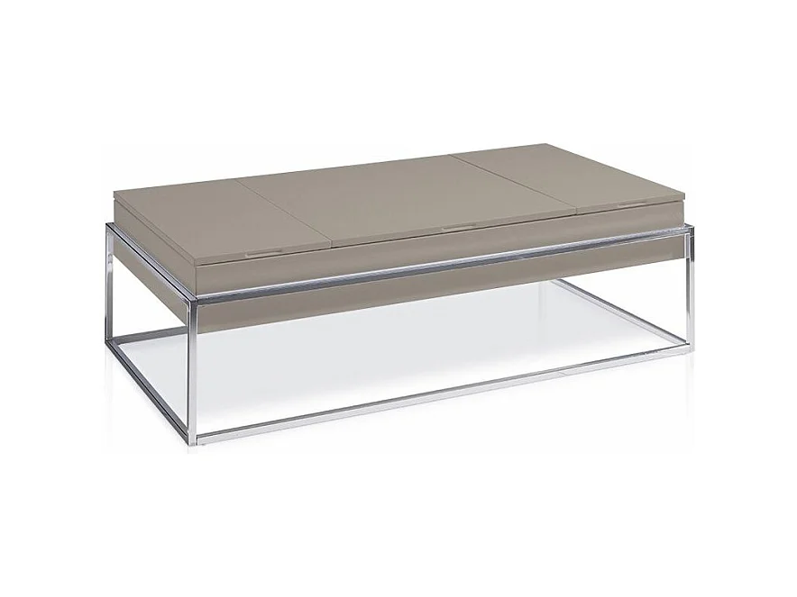 Table basse relevable Laquée Taupe Pied acier chromé Venusa