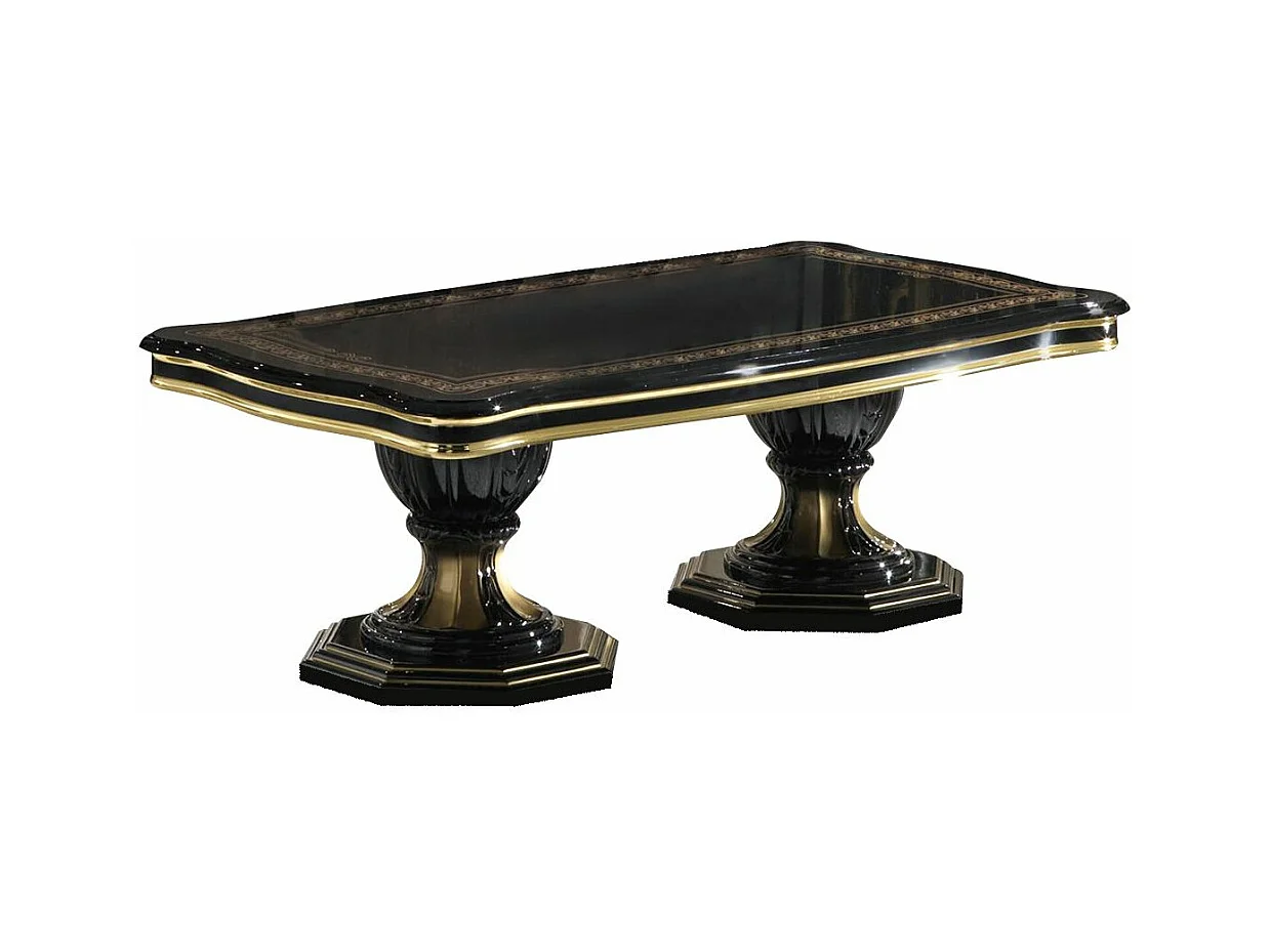 Table basse bois laqué vernis laqué brillant et doré Lesly 130cm