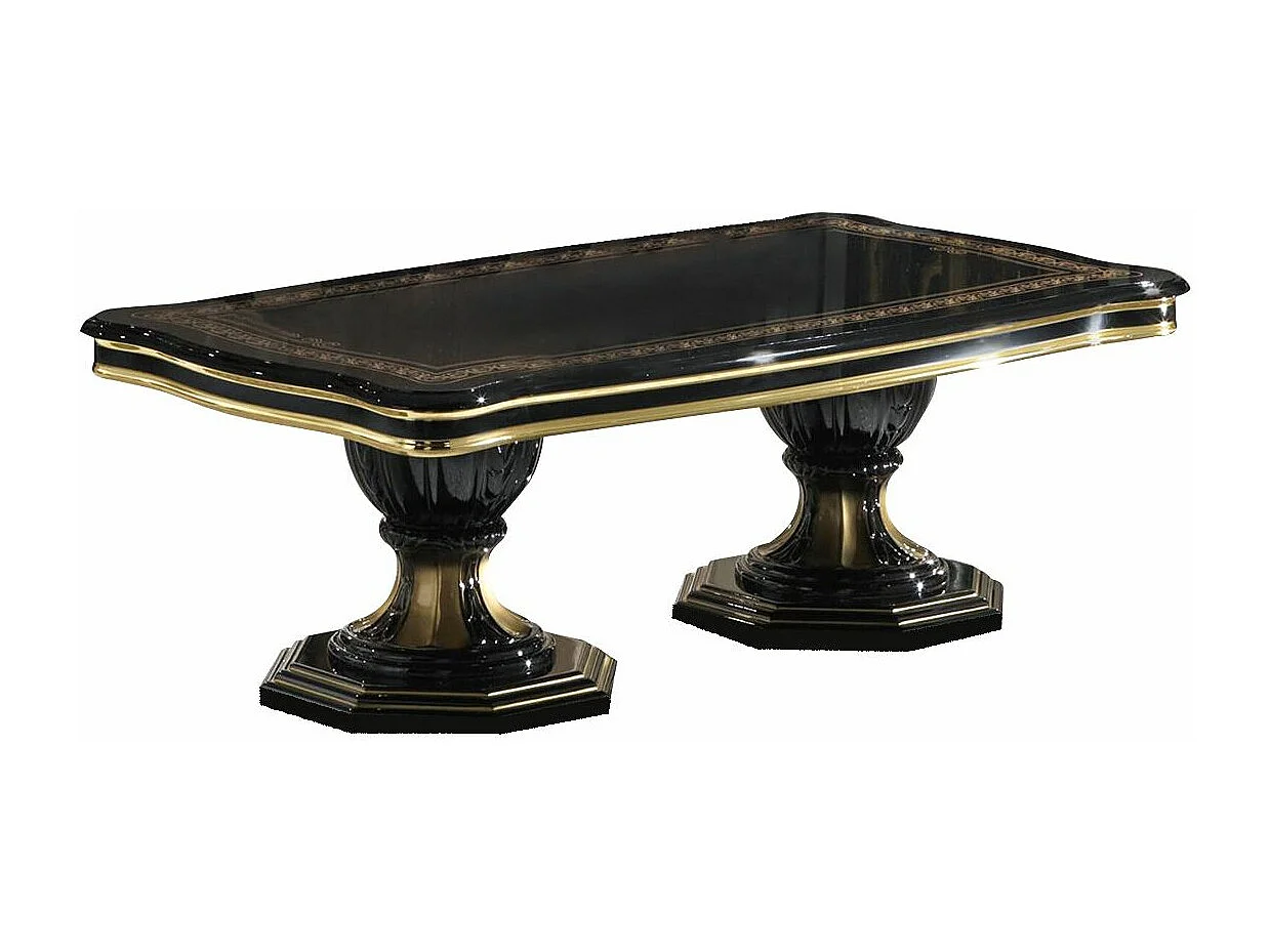 Table basse bois laqué vernis laqué brillant et doré Lesly 130cm