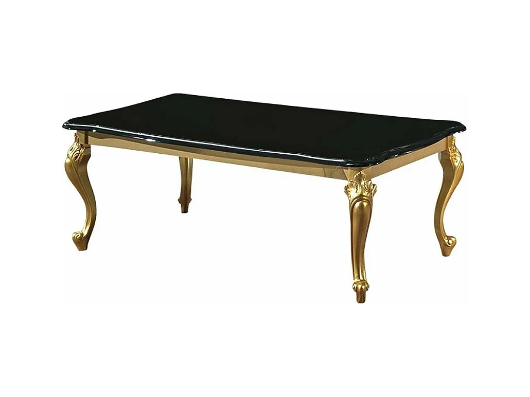 Table basse design bois vernis brillant noir et doré Jade 130cm