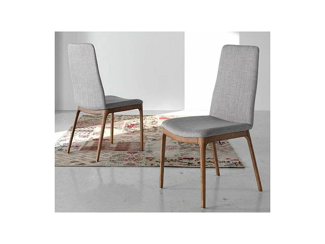 Chaise en tissu et bois de frêne couleur noyer Lazy - Lot de 2-Couleur MIRAGE 45