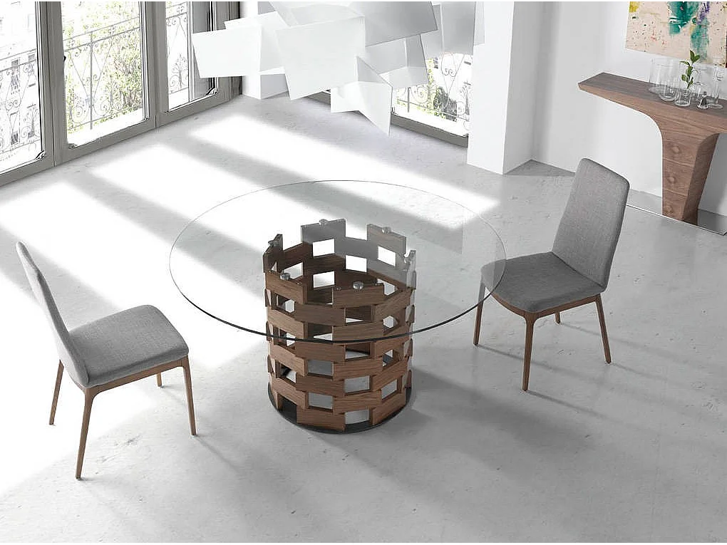 Chaise en tissu et bois de frêne couleur noyer Lazy - Lot de 2-Couleur MIRAGE 45