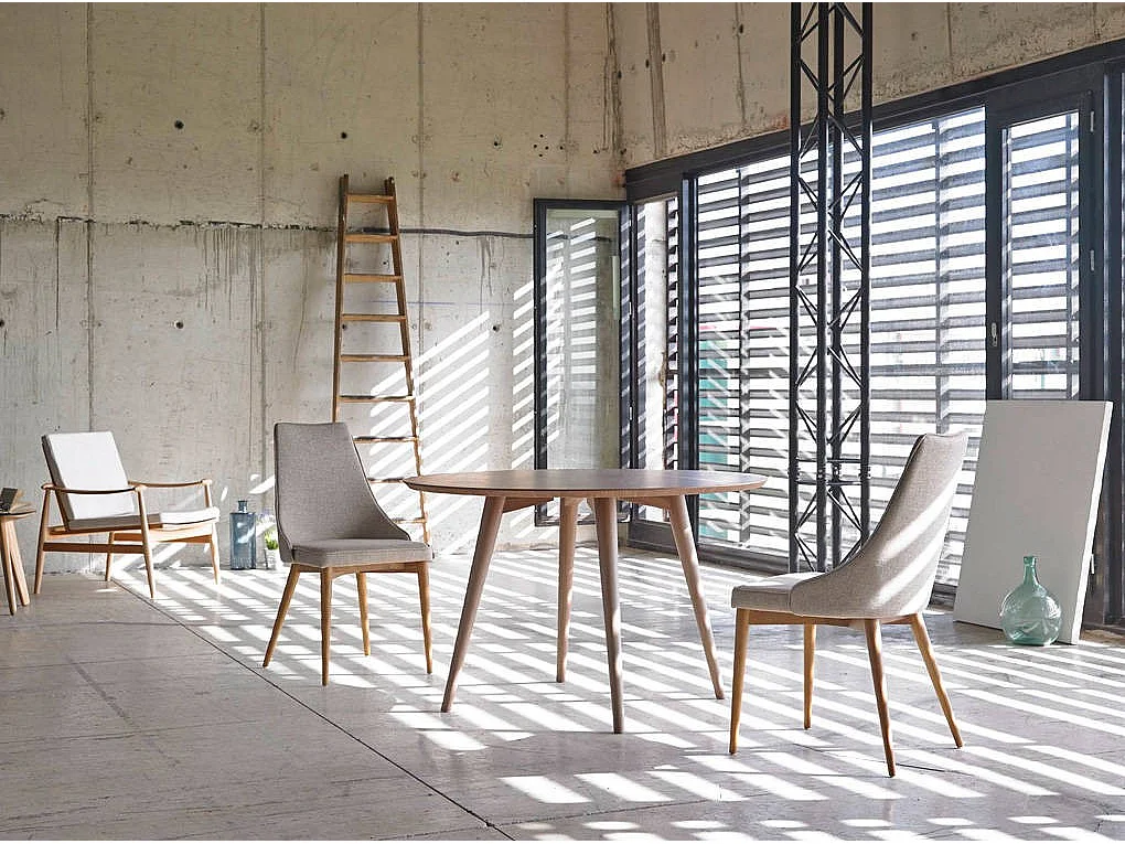 Chaise bois de frêne couleur noyer et tissu Louana - Lot de 2-Couleur MIRAGE 45