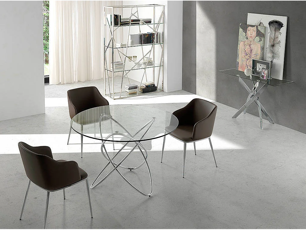 Fauteuil moderne simili et pieds acier chromé Dyana - Lot de 2-Couleur Aqua 61 Bleu clair