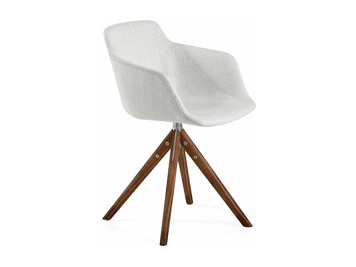 Chaise pivotante tissu beige et bois de frêne Ramia - Lot de 2-Couleur MIRAGE 91