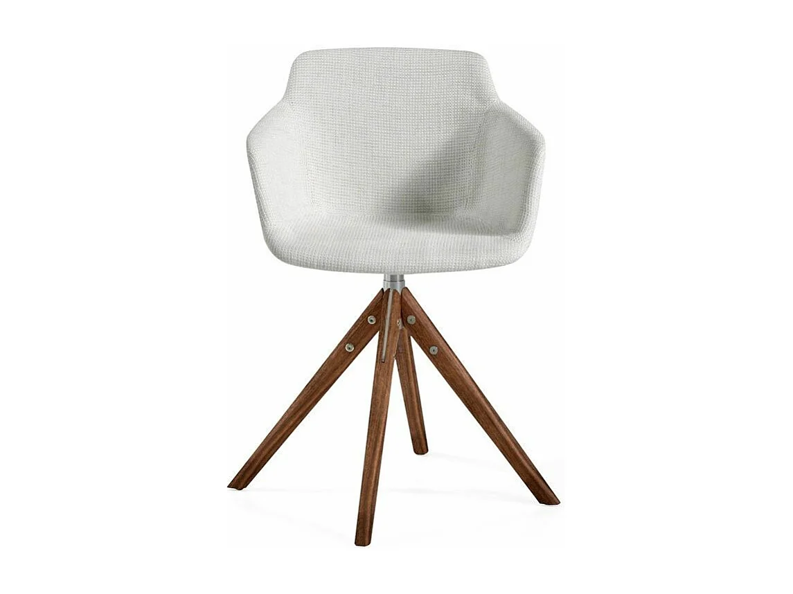 Chaise pivotante tissu beige et bois de frêne Ramia - Lot de 2-Couleur MIRAGE 91