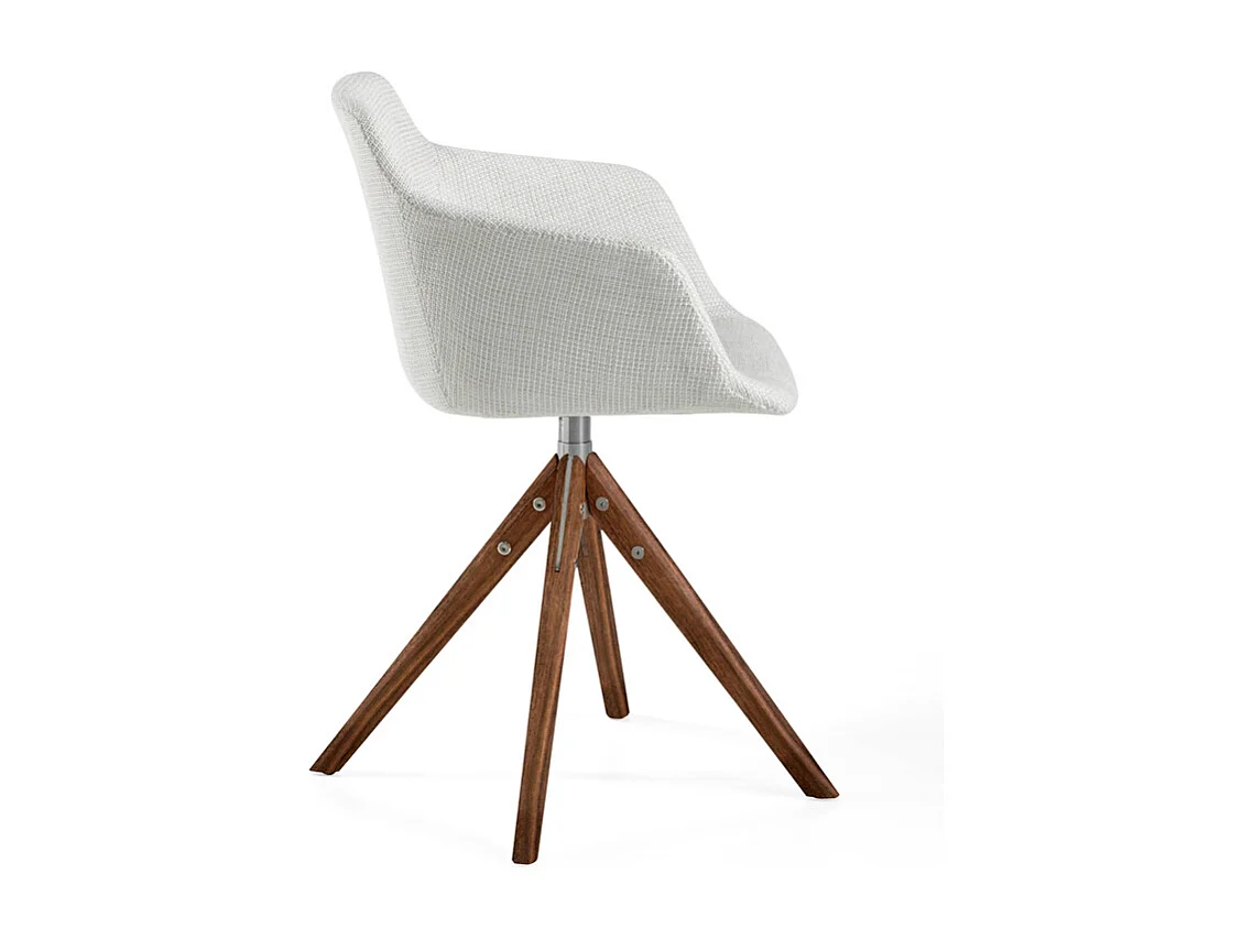 Chaise pivotante tissu beige et bois de frêne Ramia - Lot de 2-Couleur MIRAGE 91