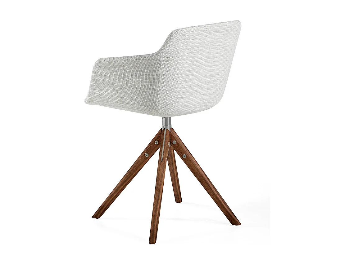 Chaise pivotante tissu beige et bois de frêne Ramia - Lot de 2-Couleur MIRAGE 91