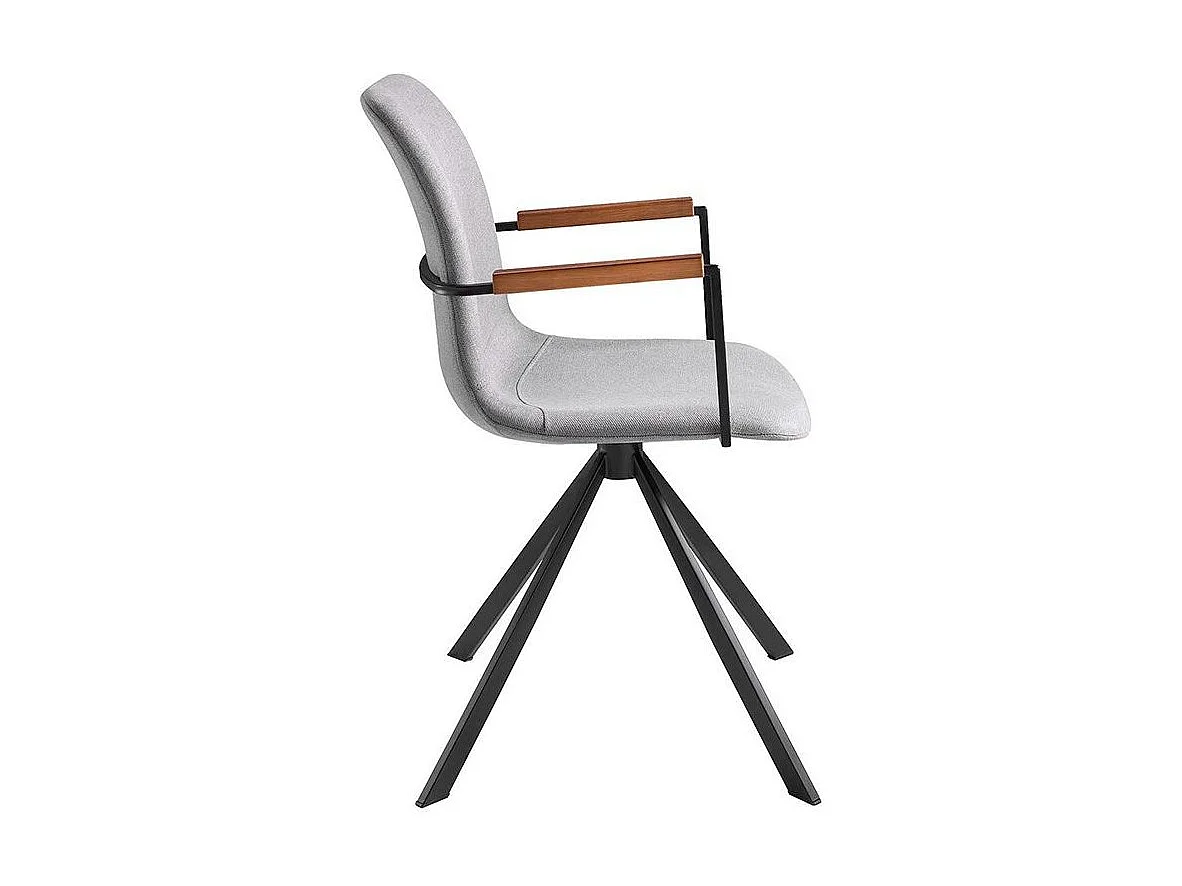 Chaise pivotante tissu gris et pieds acier noir Jade - Lot de 2-Couleur DUO 51