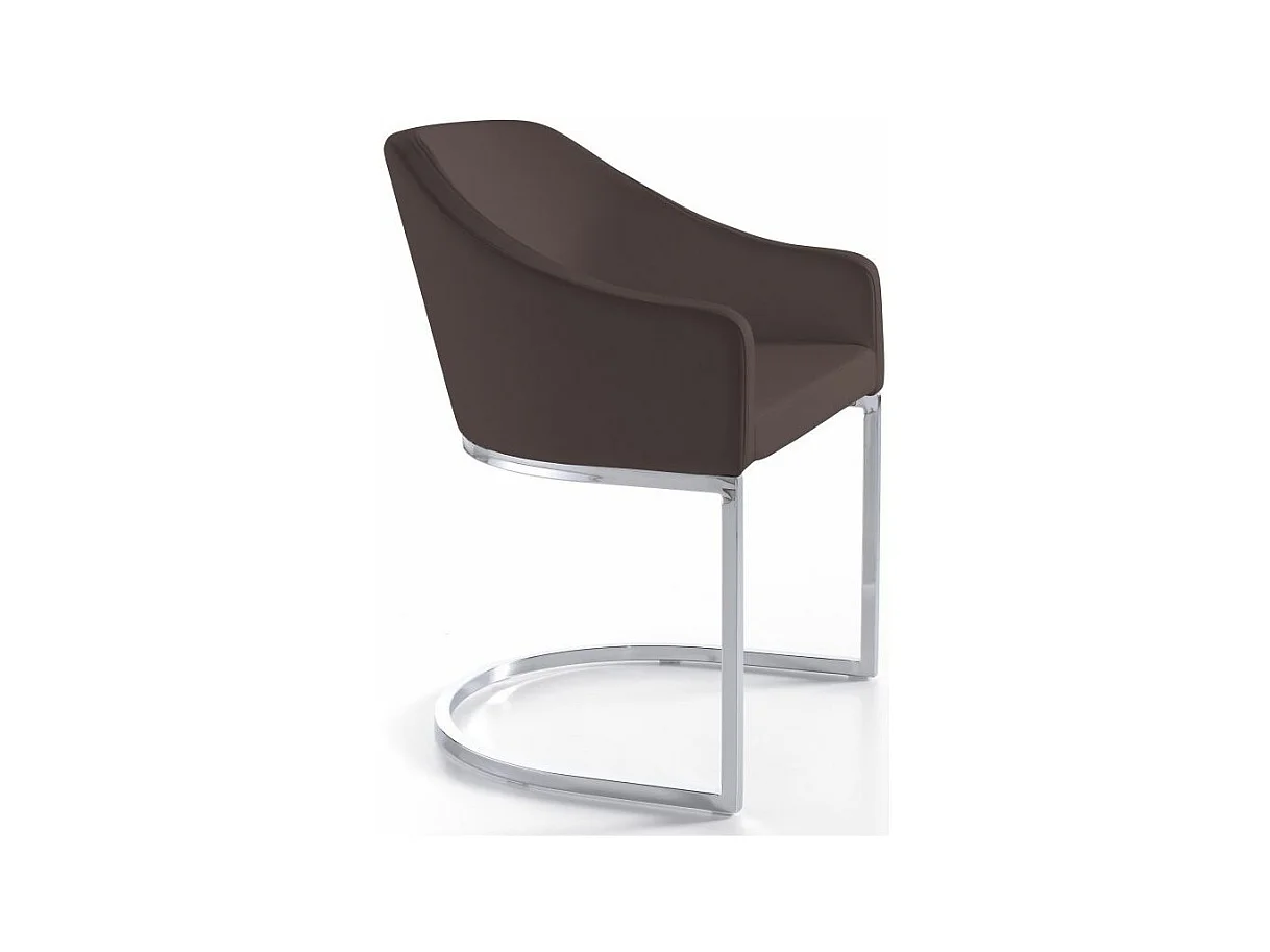 Fauteuil design simili cuir et pieds acier inoxydable Arka - Lot de 2-Couleur Aqua 82 Taupe