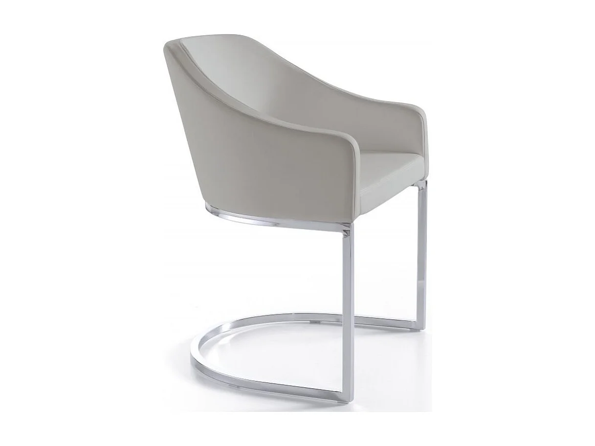 Fauteuil design simili cuir et pieds acier inoxydable Arka - Lot de 2-Couleur Aqua 82 Taupe