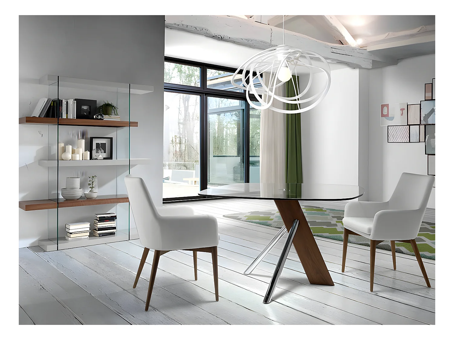 Fauteuil van notenhout en Orna-stof - Set van 2-Kleur MIRAGE 05
