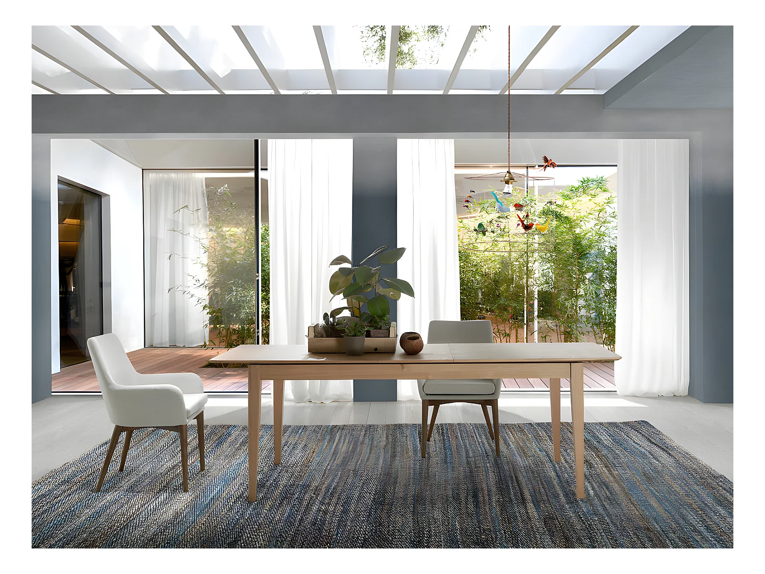 Fauteuil van notenhout en Orna-stof - Set van 2-Kleur MIRAGE 05