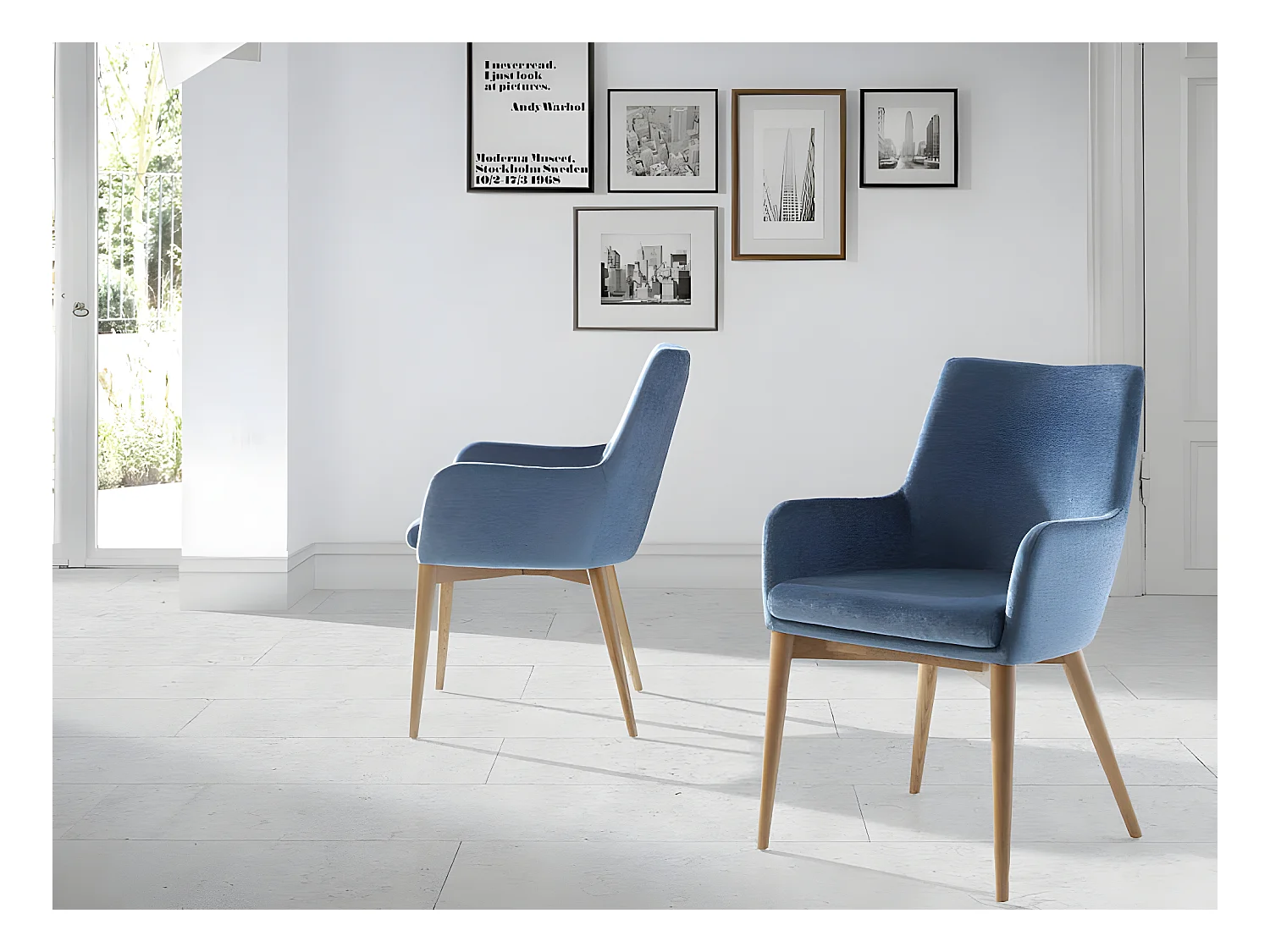 Fauteuil van notenhout en Orna-stof - Set van 2-Kleur MIRAGE 05