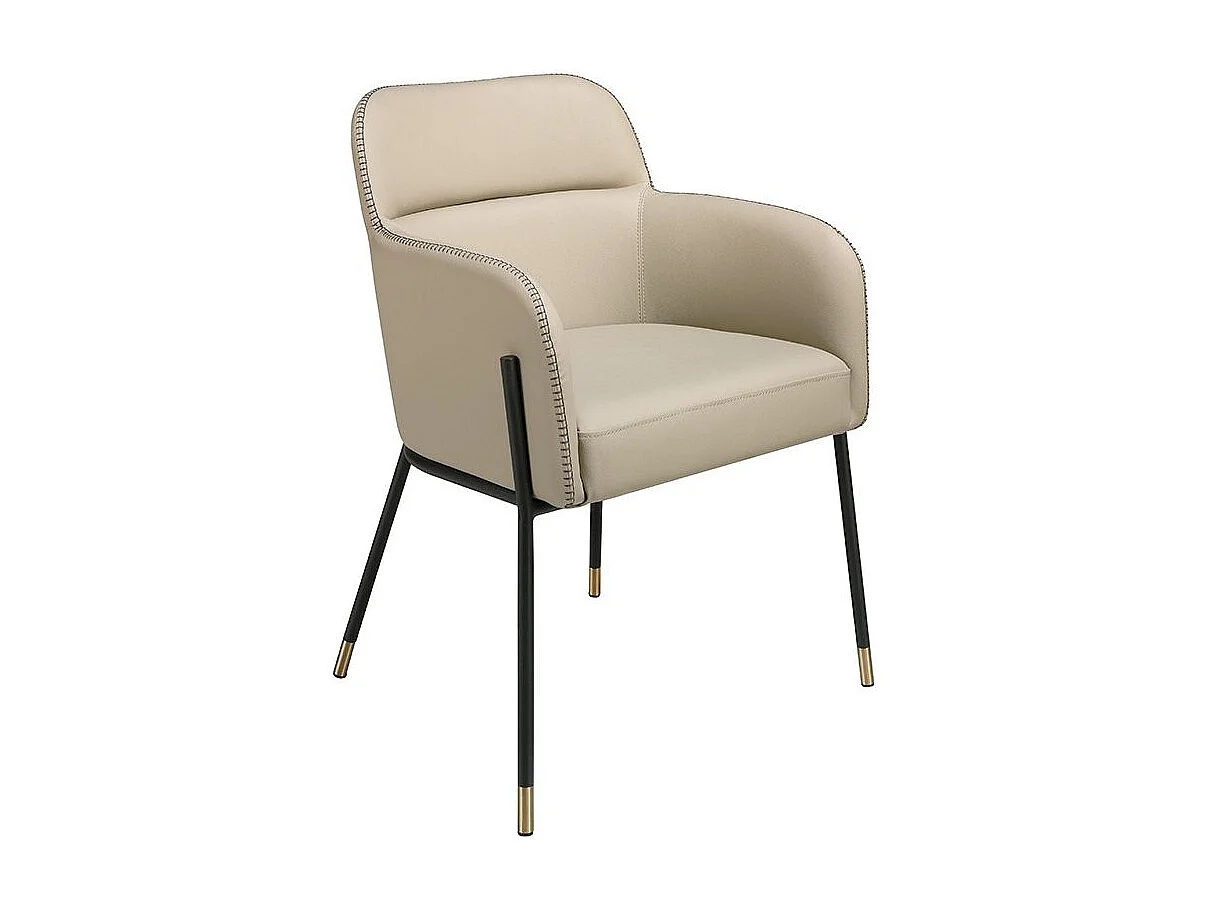 Chaise simili cuir et cuir éco beige et pieds en acier Léo-Couleur MIRAGE 53