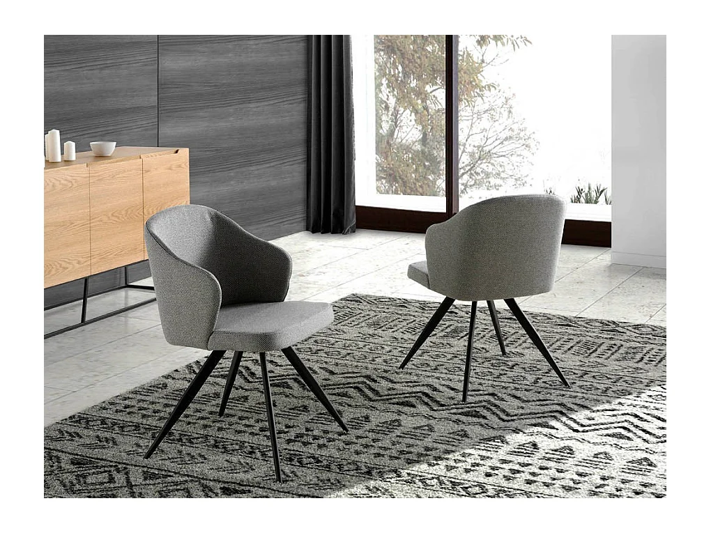 Chaise tissu et pieds acier noir Elany - Lot de 2-Couleur MIRAGE 30