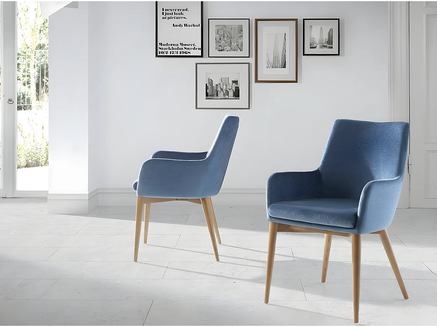 Fauteuil van notenhout en Orna-stof - Set van 2-Kleur MIRAGE 10