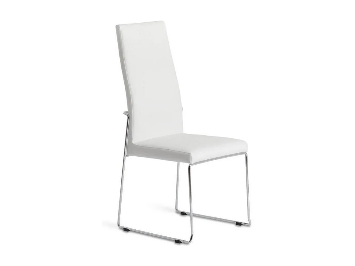 Chaise similicuir et pieds acier inoxydable Capitona - Lot de 4-Couleur Aqua 04 Beige