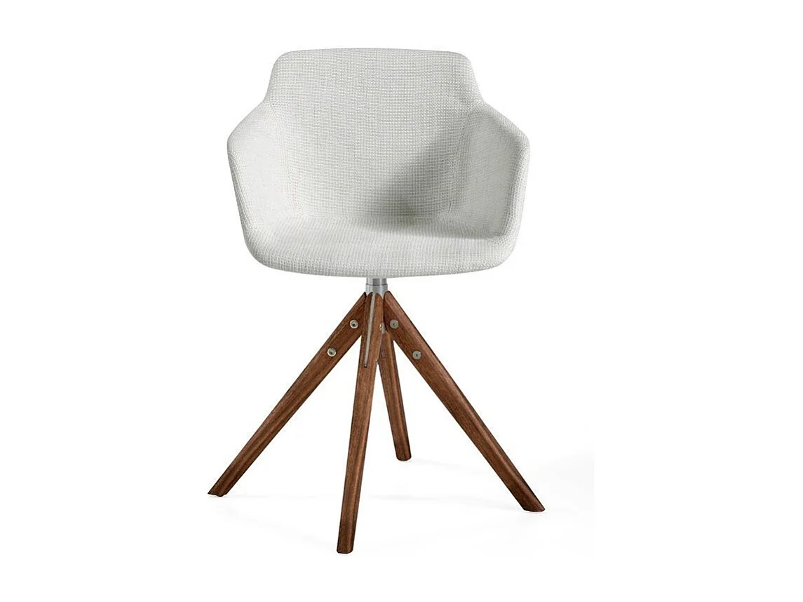 Ramia draaistoel in beige stof en essenhout - Set van 2-Kleur MIRAGE 24