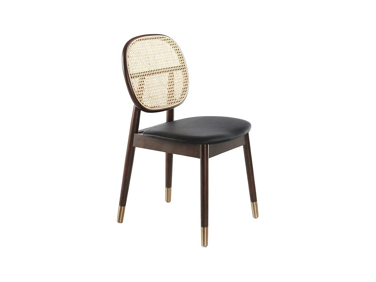 Chaise rotin simili cuir noir et bois de frêne Lola - Lot de 2-Couleur Aqua 61 Bleu clair